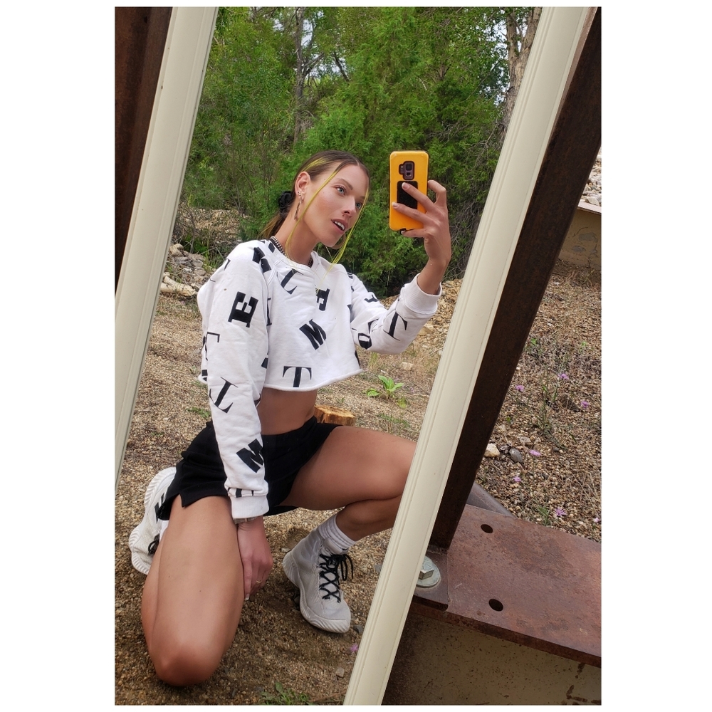 scrambled logo🤪cropped sweatshirt by MOTEL ROCKS